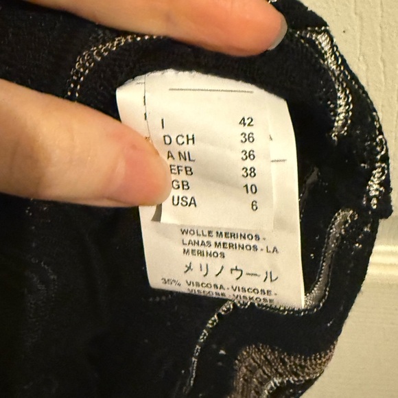 M MISSONI Black Chevron Wool Knit Scallop Gold Lurex Dress 6 - Picture 5 of 5